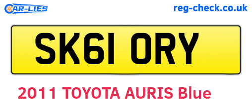 SK61ORY are the vehicle registration plates.