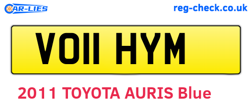 VO11HYM are the vehicle registration plates.