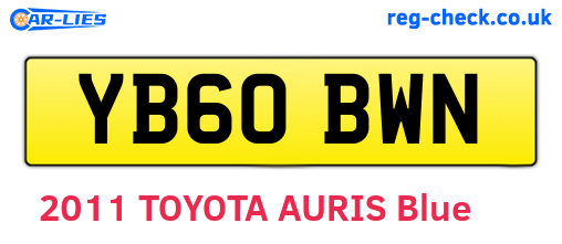 YB60BWN are the vehicle registration plates.