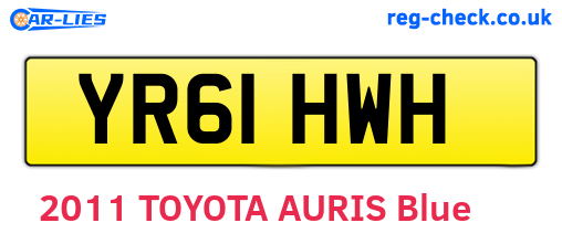 YR61HWH are the vehicle registration plates.