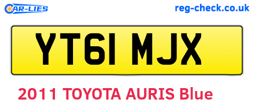 YT61MJX are the vehicle registration plates.