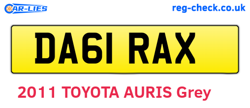 DA61RAX are the vehicle registration plates.