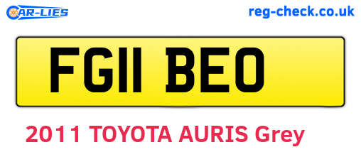 FG11BEO are the vehicle registration plates.