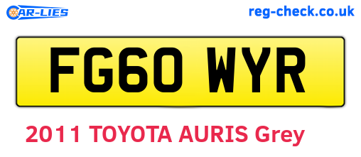 FG60WYR are the vehicle registration plates.