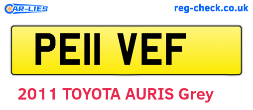 PE11VEF are the vehicle registration plates.