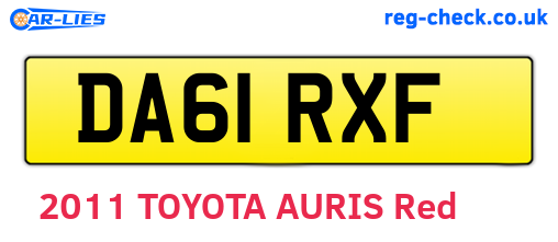 DA61RXF are the vehicle registration plates.