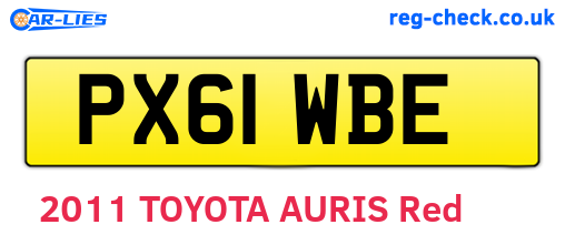 PX61WBE are the vehicle registration plates.