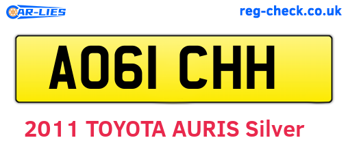 AO61CHH are the vehicle registration plates.