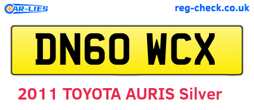 DN60WCX are the vehicle registration plates.