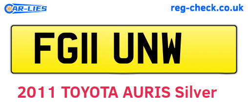 FG11UNW are the vehicle registration plates.