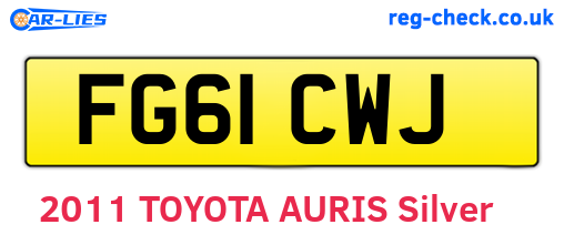 FG61CWJ are the vehicle registration plates.
