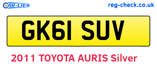 GK61SUV are the vehicle registration plates.