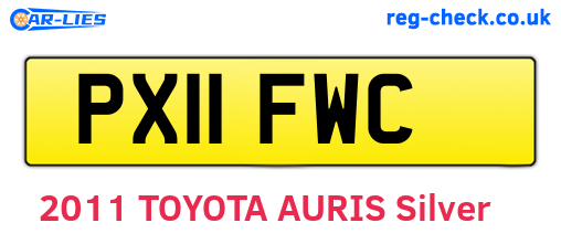 PX11FWC are the vehicle registration plates.