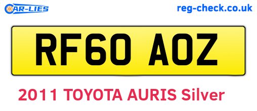 RF60AOZ are the vehicle registration plates.