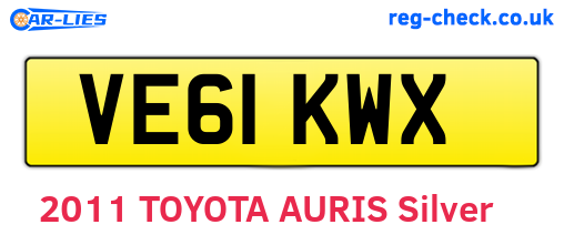 VE61KWX are the vehicle registration plates.