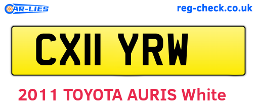 CX11YRW are the vehicle registration plates.