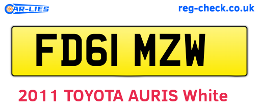 FD61MZW are the vehicle registration plates.