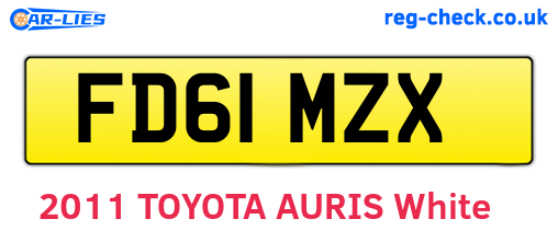 FD61MZX are the vehicle registration plates.