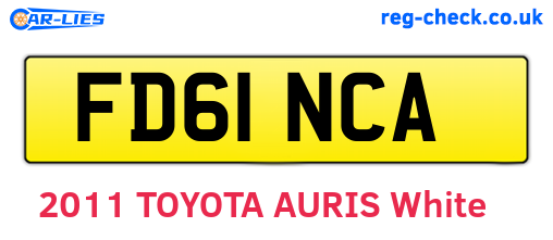 FD61NCA are the vehicle registration plates.