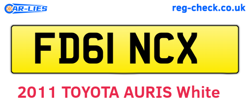 FD61NCX are the vehicle registration plates.