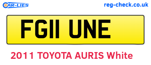 FG11UNE are the vehicle registration plates.