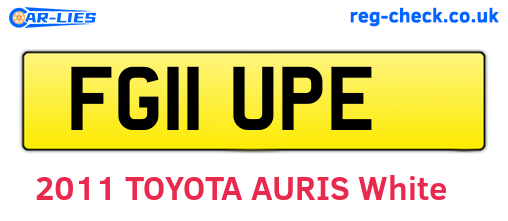 FG11UPE are the vehicle registration plates.