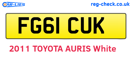 FG61CUK are the vehicle registration plates.