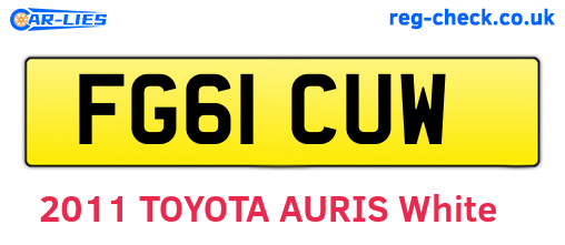 FG61CUW are the vehicle registration plates.