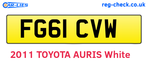 FG61CVW are the vehicle registration plates.