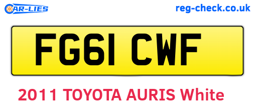 FG61CWF are the vehicle registration plates.