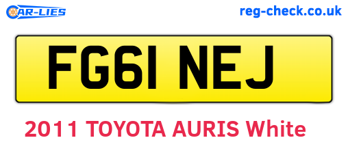 FG61NEJ are the vehicle registration plates.