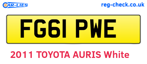 FG61PWE are the vehicle registration plates.