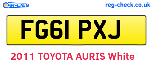 FG61PXJ are the vehicle registration plates.