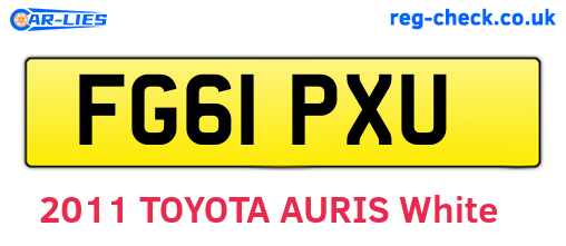 FG61PXU are the vehicle registration plates.