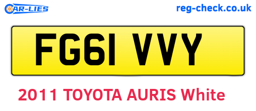 FG61VVY are the vehicle registration plates.