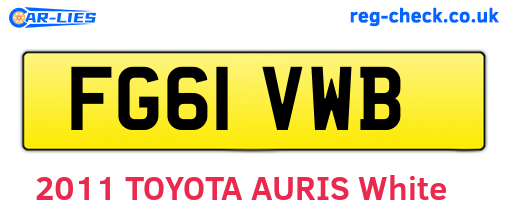 FG61VWB are the vehicle registration plates.