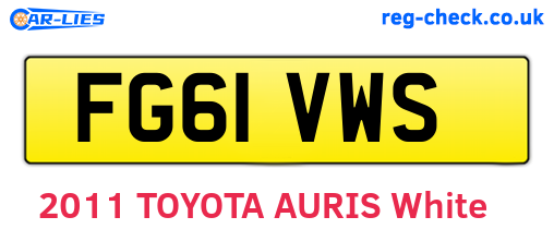 FG61VWS are the vehicle registration plates.