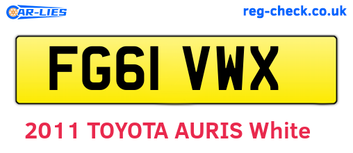 FG61VWX are the vehicle registration plates.