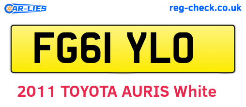 FG61YLO are the vehicle registration plates.