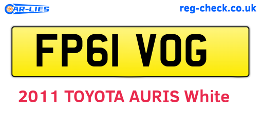 FP61VOG are the vehicle registration plates.