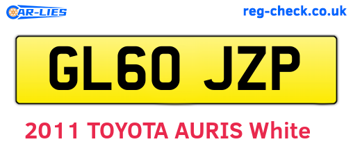 GL60JZP are the vehicle registration plates.