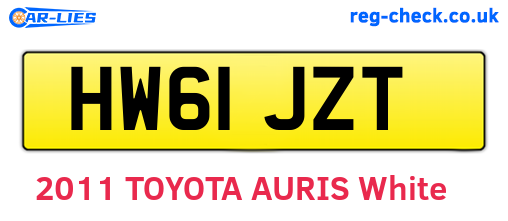 HW61JZT are the vehicle registration plates.