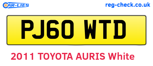 PJ60WTD are the vehicle registration plates.