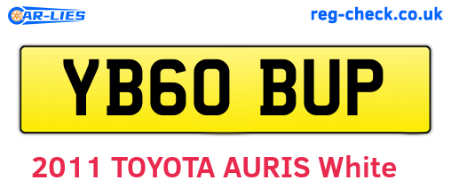 YB60BUP are the vehicle registration plates.