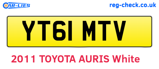 YT61MTV are the vehicle registration plates.