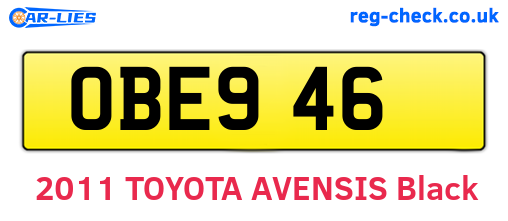 OBE946 are the vehicle registration plates.