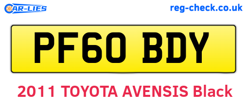 PF60BDY are the vehicle registration plates.