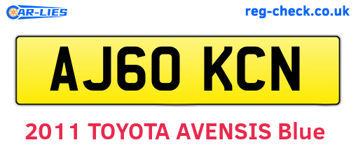 AJ60KCN are the vehicle registration plates.