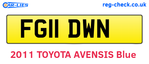 FG11DWN are the vehicle registration plates.