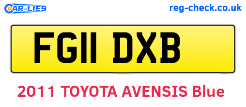FG11DXB are the vehicle registration plates.